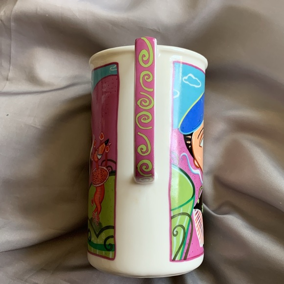 Vintage Martin Ansola art Paris couple with coffee whimsical pitcher - Picture 3 of 13